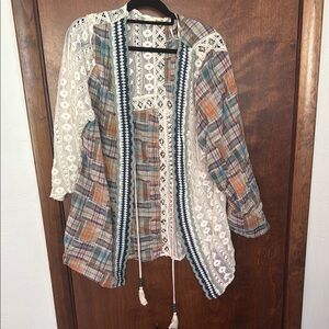 Plaid and Lace Women's Kimono